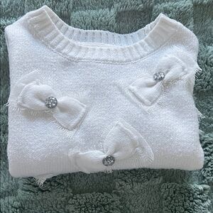 Peek White Sweater with Bow Accents